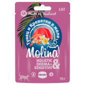 Molina Пауч с Тунцом и Креветками для котят и кошек, волокна в желе, 70г