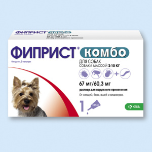 KRKA Фиприст Комбо капли против клещей и блох для собак 2-10 кг, 0,67 мл