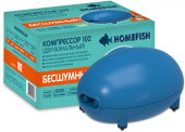 Homefish Компрессор Homefish  102 двухканальный без регулировки для аквариума 30-150л, 2л/мин 2,5 Вт