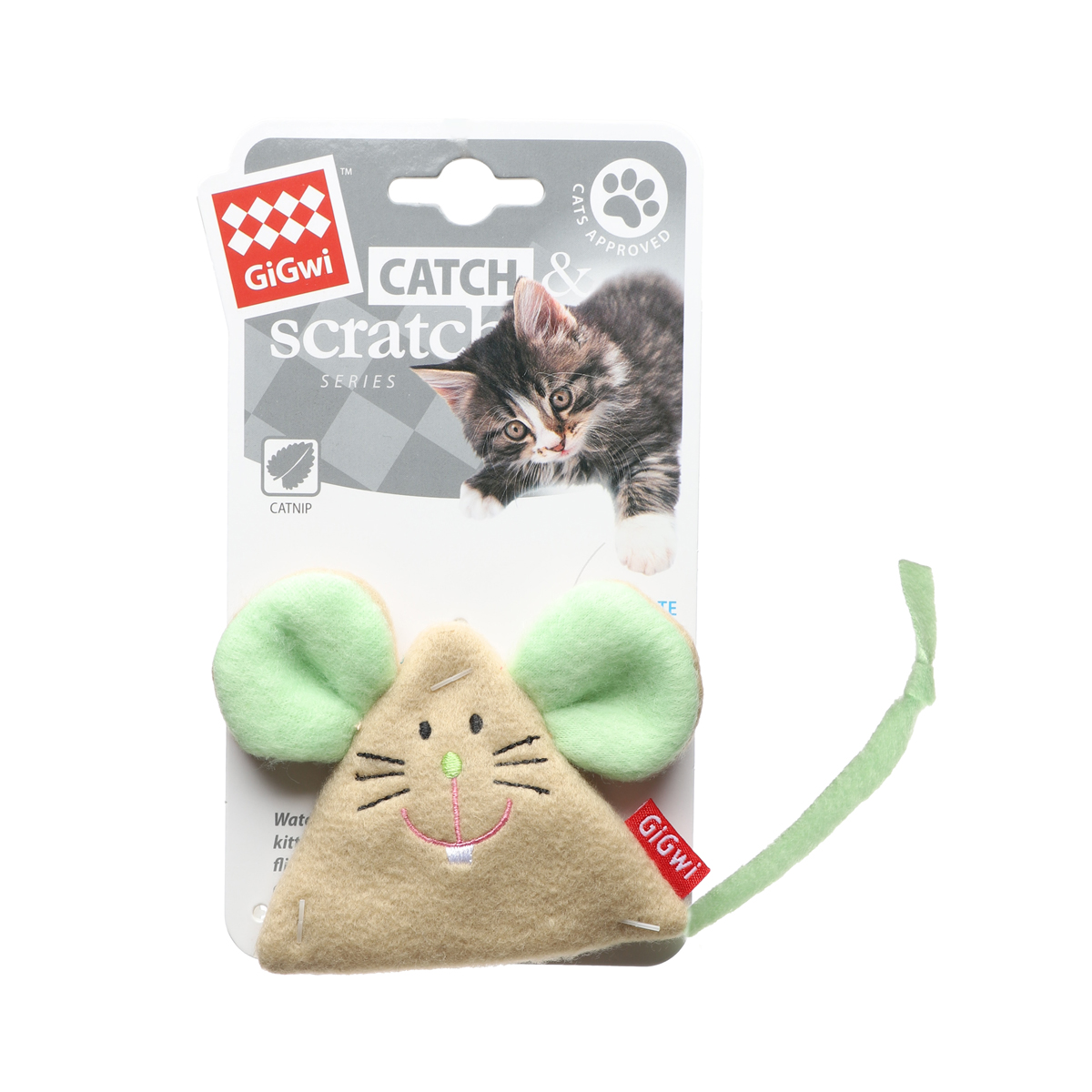 GiGwi Игрушка для кошек Мышка со сменной кошачьей мятой 11см, серия CATCH & SCRATCH
