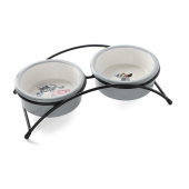 Triol СОЮЗМУЛЬТФИЛЬМ Миска для животных керамическая двойная на подставке "Матроскин и Галчонок", 2*0.25л