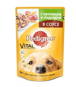 Pedigree Vital Protection Влажный корм для взрослых собак всех пород с Кроликом и Индейкой в Соусе, 85 г