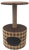 Дружок Домик-когтеточка для кошек, на платформе с полкой круглый, 006, 42*64 см