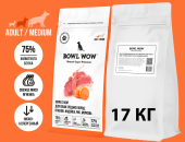 BOWL WOW ЗАВОДЧИКАМ Корм сухой для собак средних пород с индейкой, ягненком, рисом и морковью 17 кг