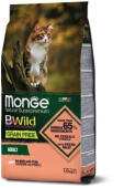 Monge BWild Cat Grain free Беззерновой корм для кошек из лосося и гороха 1,5 кг