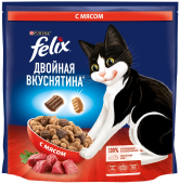 FELIX Сухой корм для кошек Двойная вкуснятина, с мясом, 1,5 кг