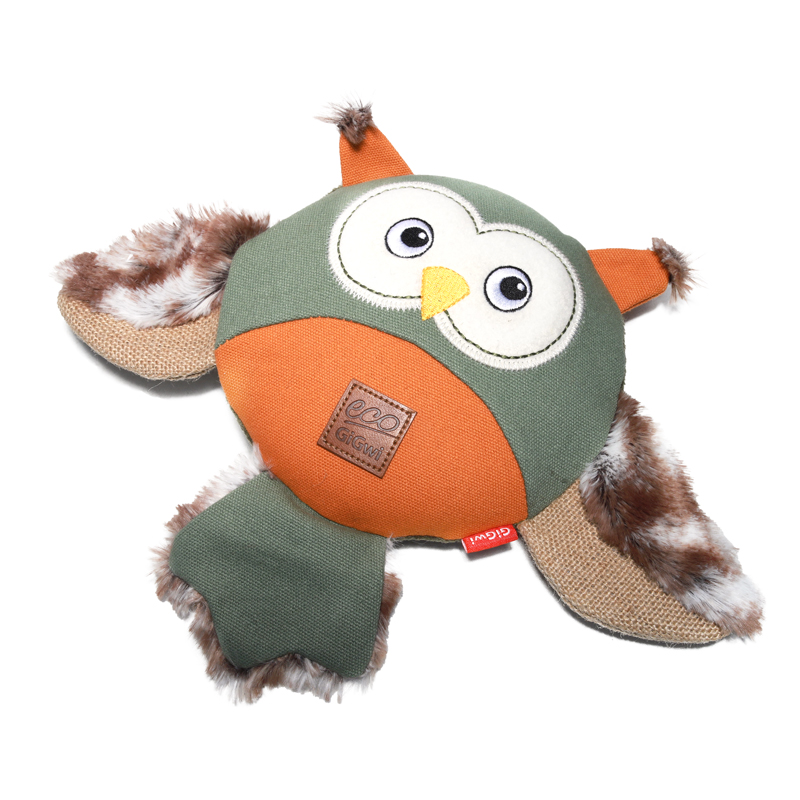 GiGwi Игрушка для собак Сова с большой пищалкой 31 см, серия CATCH & FETCH ECO