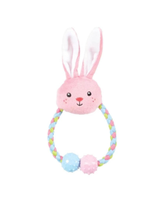 Zolux Плюшевая игрушка кольцо-канат с пищалкой и элементами ТПР "Зайка", 22 см