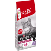 Pro Plan Delicate, АКЦИЯ, для взрослых кошек с чувствительным пищеварением, с индейкой, 10+2 кг