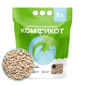КОМФИКОТ  Наполнитель древесный впитывающий, крупные гранулы, 9 л
