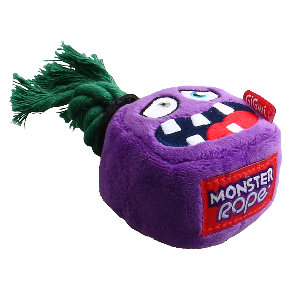 GiGwi Игрушка для собак Монстр с верёвкой и пищалкой 6/12см, серия MONSTER ROPE