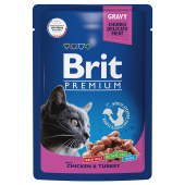 Brit Premium Пауч для взрослых кошек цыпленок и индейка, 85 г