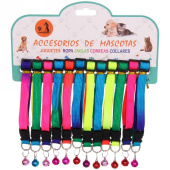  Ошейник с колокольчиком "Неоновое настроение" микс цветов 1*19/32см