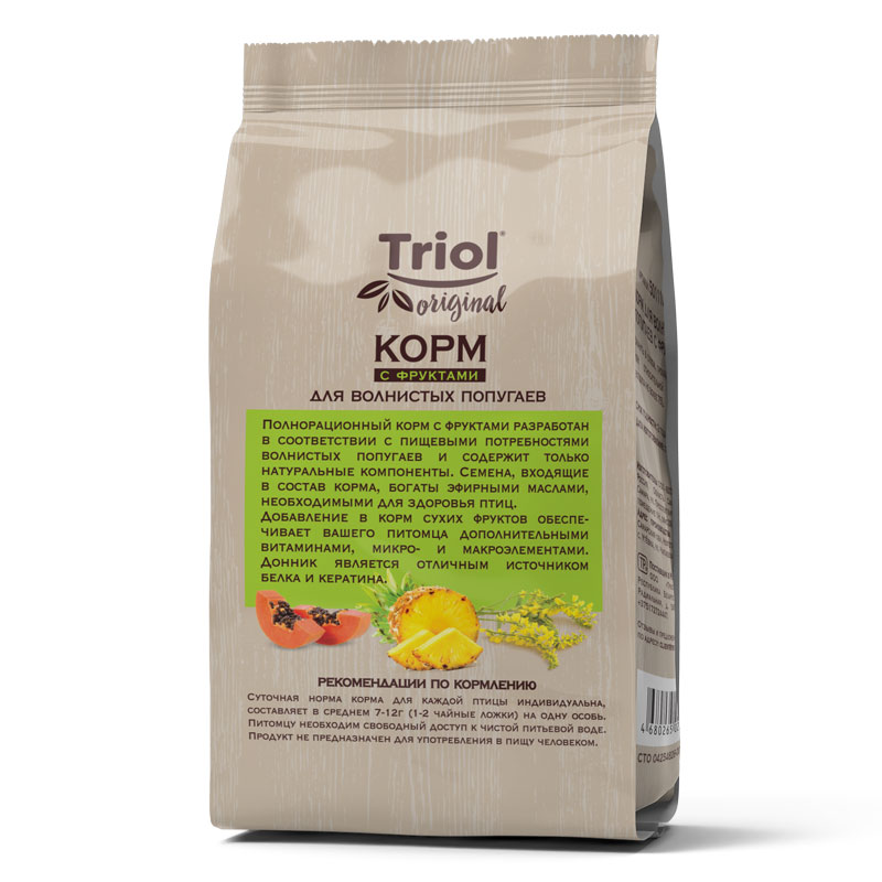 Triol Корм для волнистых попугаев с фруктами, 450г, Original