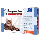 Inspector Quadro К Капли от внешних и внутренних паразитов для кошек 1-4 кг, 1 пипетка