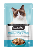 Ночной охотник Влажный корм для кошек, лосось судак тунец в желе, 100 г