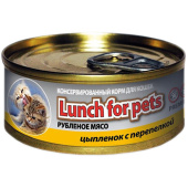 Lunch For Pets Рубленое мясо Цыплёнок с перепёлкой для кошек, 100 г