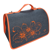 Догман Сумка-переноска Лира №4, серый лилии, 48*29*29 см