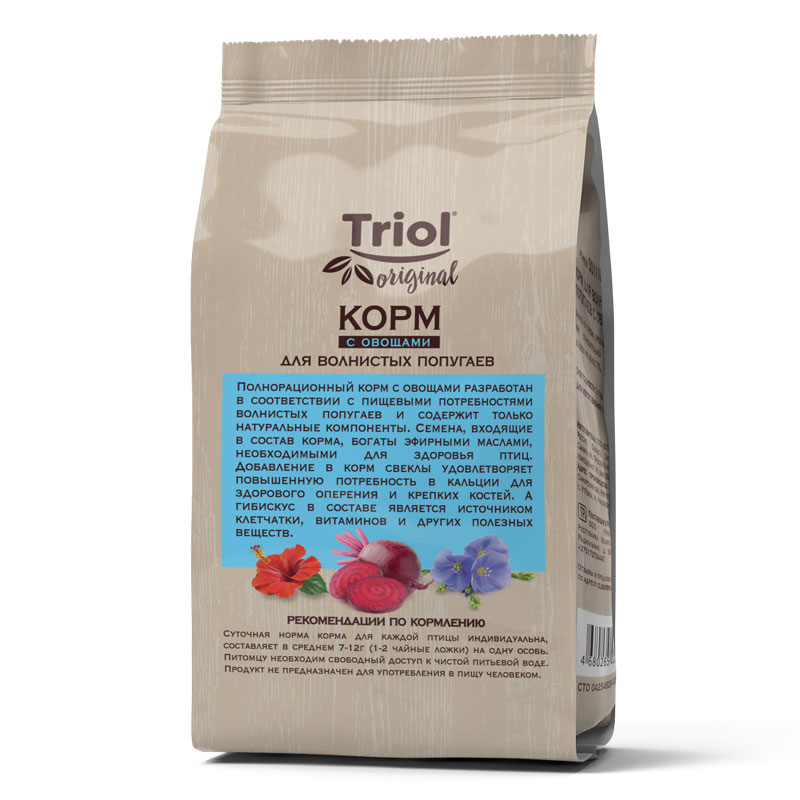 Triol Корм для волнистых попугаев с овощами, 450г, Original