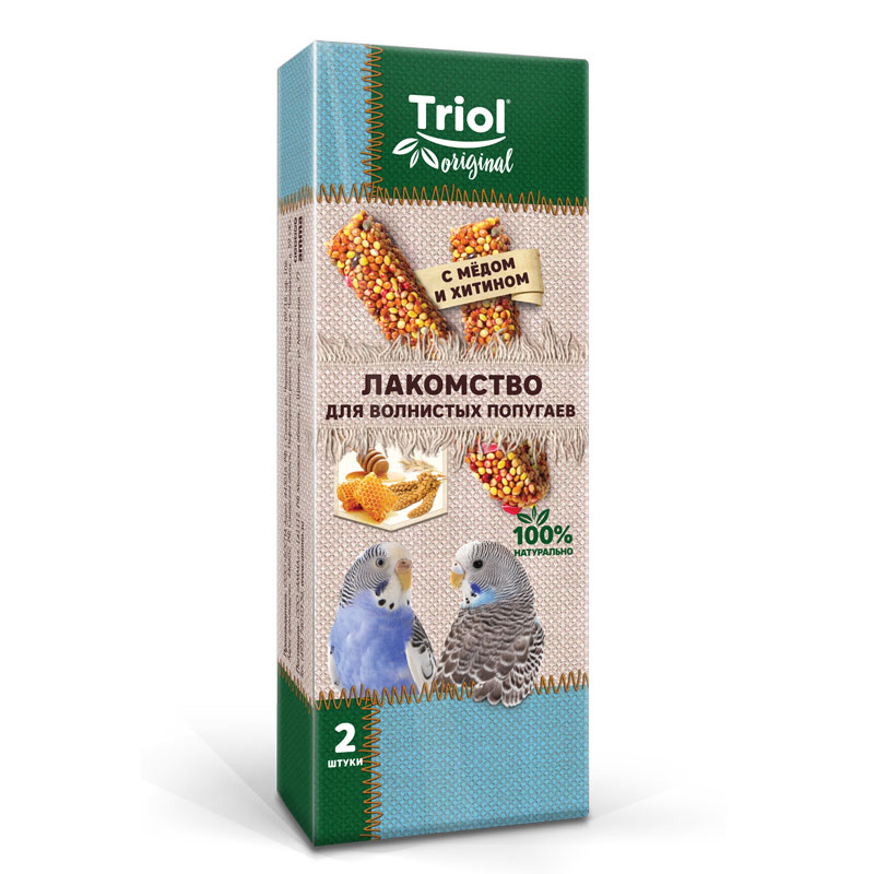 Triol Лакомство для волнистых попугаев с медом и хитином (уп.2шт.), 55г, Original