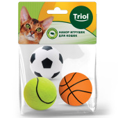 Triol Набор игрушек для кошек "Активная игра 4" (3 мяча d40мм), Triol
