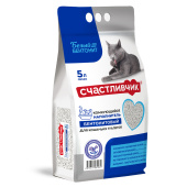 Счастливчик наполнитель для кошачьих туалетов комкующийся Белый бентонит Натуральный 5 л