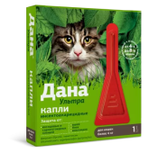 Apicenna Дана Ультра капли против клещей и блох для кошек и котят более 4 кг, 0,64 мл