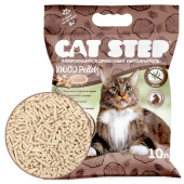 Cat Step Wood Pellets наполнитель комкующийся растительный 10 л