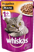 Whiskas влажный корм для кошек индейка в желе, 75 г