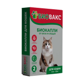 БиоВакс био-капли на холку для кошек антипаразитарные от блох и клещей 2 пипетки  БиоВакс био-капли на холку для кошек антипаразитарные от блох и клещей 2 пипетки
