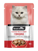 Ночной охотник Влажный корм для кошек говядина кусочки в соусе,100 г