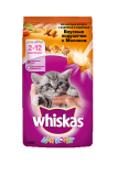 Whiskas Сухой корм для котят Вкусные подушечки с молоком, с индейкой и морковью, 1,9 кг