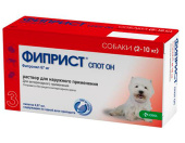 KRKA Фиприст Спот Он капли против клещей и блох для собак 2-10 кг, 0,67 мл