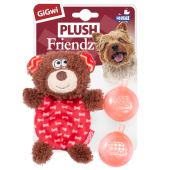 GiGwi Игрушка для собак Мишка со сменными пищалками 13см, серия PLUSH FRIENDZ