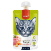 Wanpy Cat Лакомство для кошек Мясной мусс из тунца и курицы с морковью 90 г