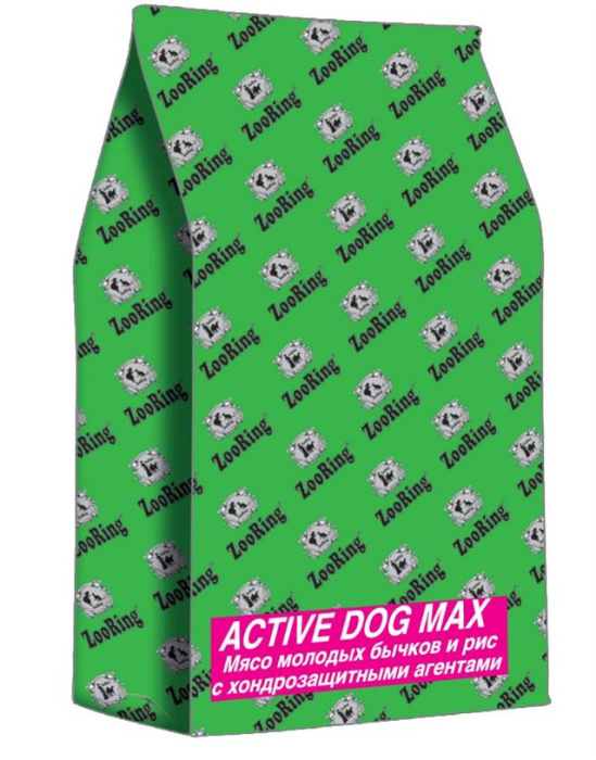 ZOORING ACTIVE DOG MAX Сухой корм для взрослых собак средних и крупных пород с глюкозамином и хондроитином Мясо молодых бычков и рис,10 кг, 20 кг