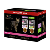 Pro Plan Purina Nutrisavour Delicate Набор паучей для кошек с чувствительным пищеварением: с индейкой; с ягненком - 85 г х 10 шт