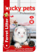 Lucky pets Professional Наполнитель древесный для хорьков с ароматом земляники, 4 л