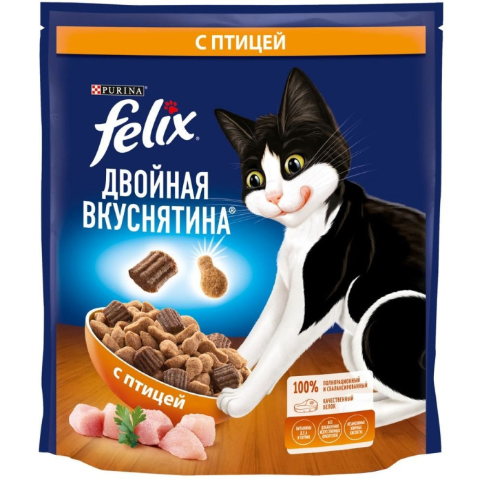 FELIX Сухой корм для кошек Двойная вкуснятина, с птицей, 1,5 кг