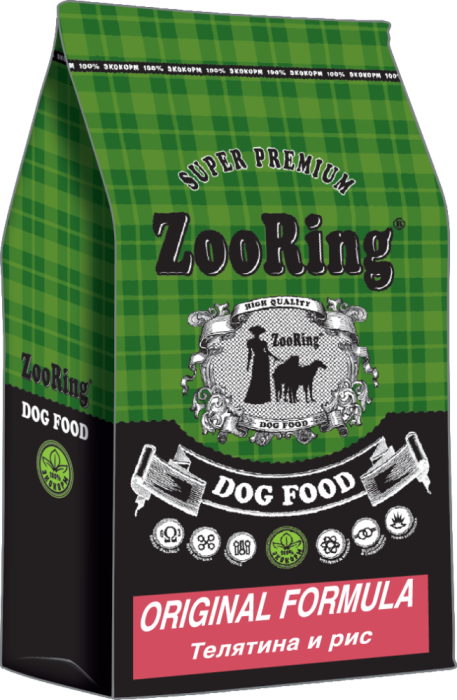 ZOORING ADULT DOG ORIGINAL FORMULA Сухой корм-холистик для молодых и взрослых собак всех пород Телятина и Рис,10 кг, 2 кг, 20 кг