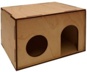 Ашера Домик для грызунов деревянный для кролика большой квадратный с дном, 31х21х20 см