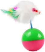 Чистый котик Игрушка для кошек, Мышь-мяч неваляшка "Чистый Котик" 6 см зеленый/розовый 