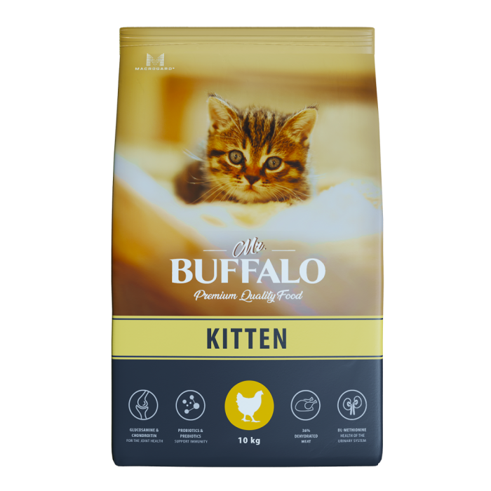 Mr.Buffalo KITTEN Сухой корм для котят, курица,0,4 кг, 1,8 кг, 10 кг