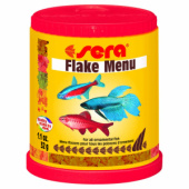 Sera FLAKE MENU, Корм для рыб универсальный в хлопьях, 150 мл 32 г (4 вида хлопьев)