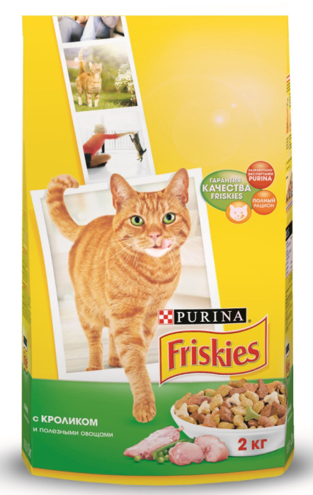 Friskies Сухой корм для кошек с кроликом и полезными овощами,2 кг, 400 гр
