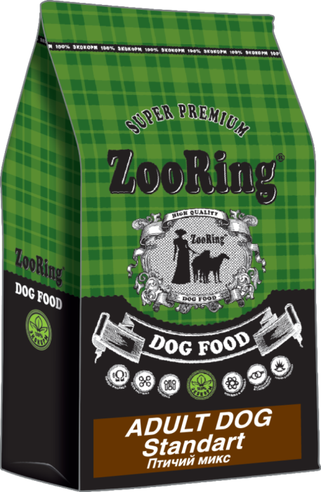 ZOORING ADULT DOG STANDART Сухой корм для взрослых собак средних и крупных пород Птичий микс,20 кг, 10 кг, 2 кг