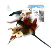 GiGwi Игрушка для кошек, Дразнилка на стеке с перьями/пластик, ткань, куриное перо