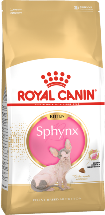 Royal Canin Kitten Sphinx, Сухой корм для котят породы сфинкс до 12 месяцев,400 г, 2 кг