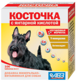 АВЗ Косточка витамины для собак с янтарной кислотой, 100 таб.