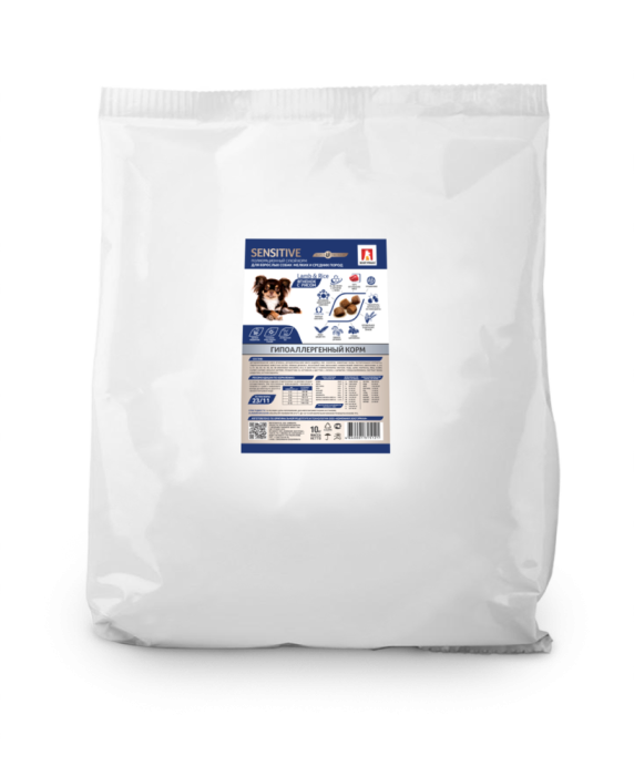 Зоогурман Sensitive, сухой корм для собак мелких и средних пород, гипоаллергенный, Ягненок с рисом1,2 кг, 10 кг